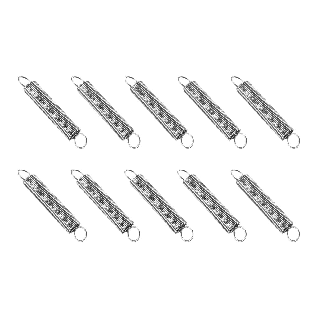 Extension Spring, 10pcs Wire Diameter 0.03", OD 0.31", Free Length 2" 304 Stainless Steel Dual Hook Tension Springs
