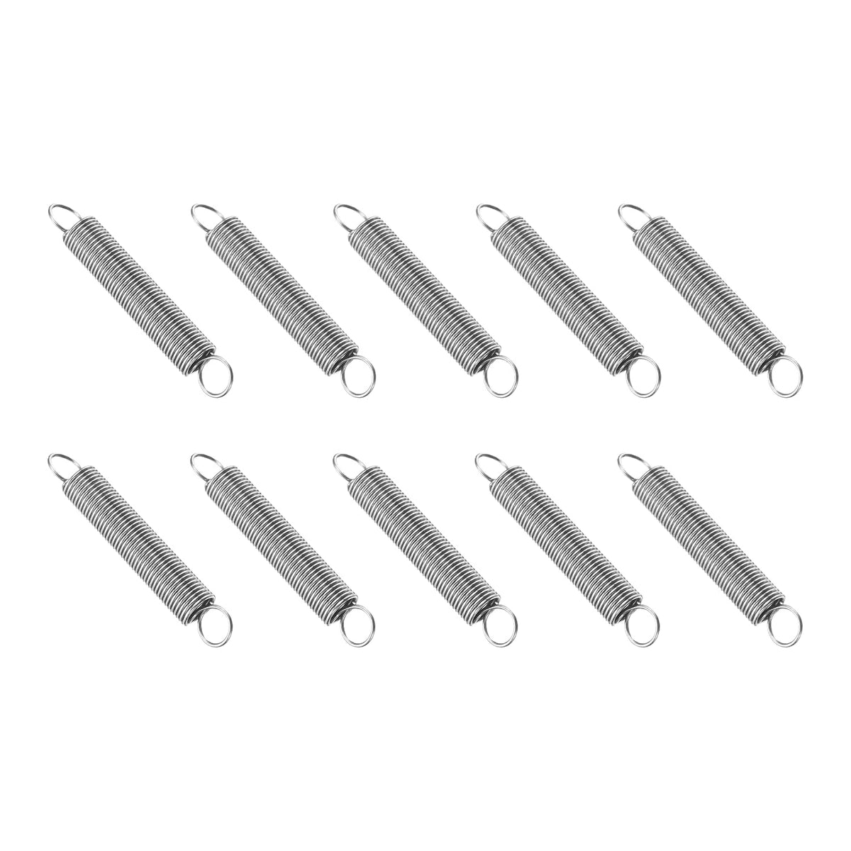 Extension Spring, 10pcs Wire Diameter 0.03", OD 0.31", Free Length 2" 304 Stainless Steel Dual Hook Tension Springs