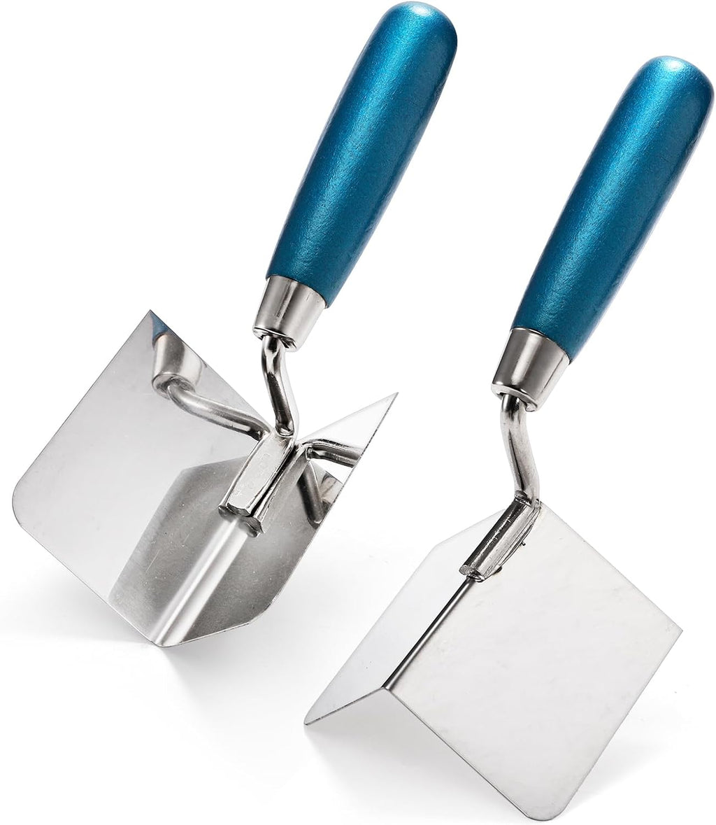 2 Pieces Drywall Corner Tool Set, Inside and Outside Corner Knife, Stainless Steel Corner Trowel, Concrete Finishing
