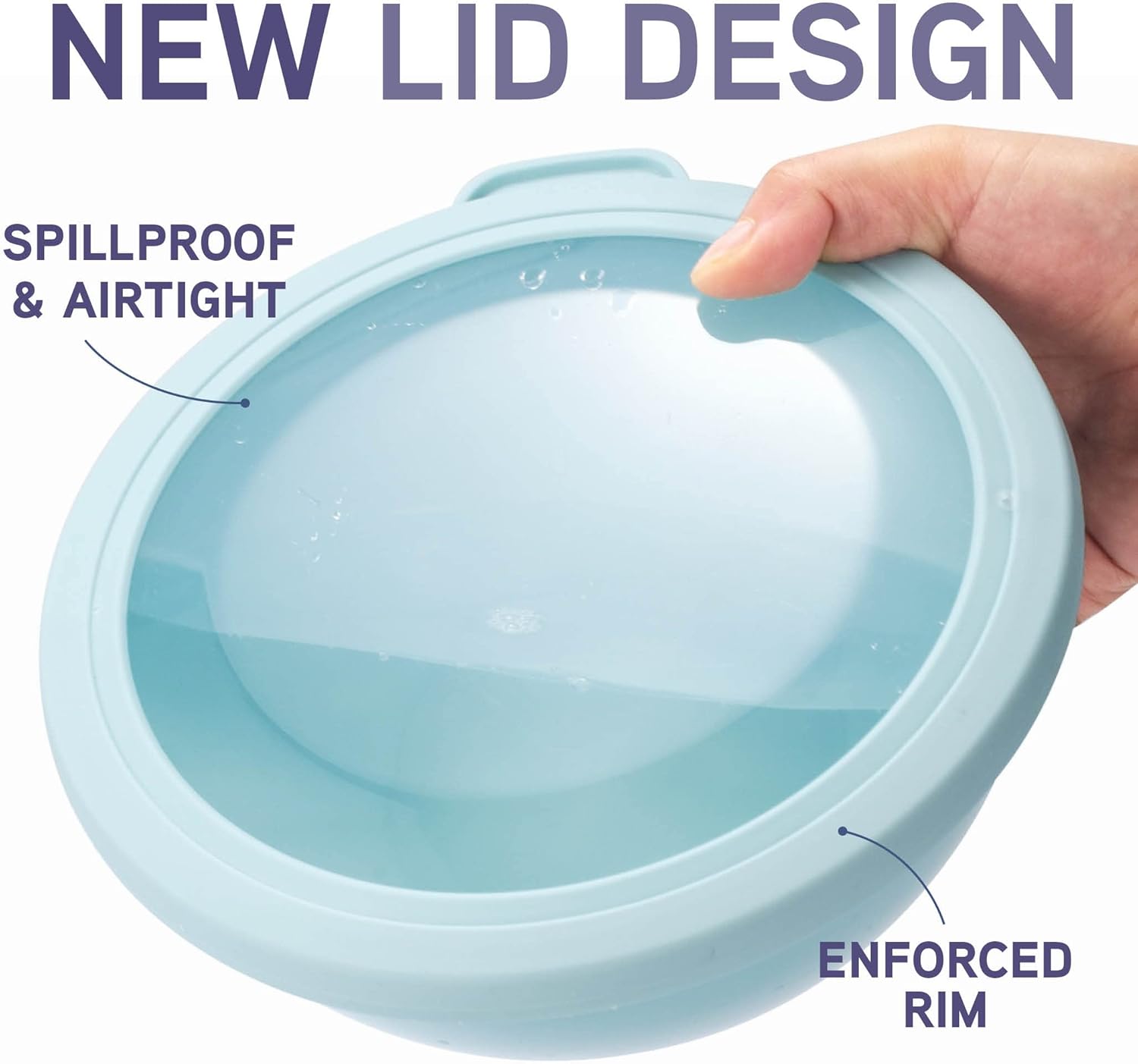 Mixing Bowls with TPR Lids - 12 Piece Plastic Nesting Bowls Set includes 6 Prep Bowls and 6 Lids, Microwave Safe (Blue)