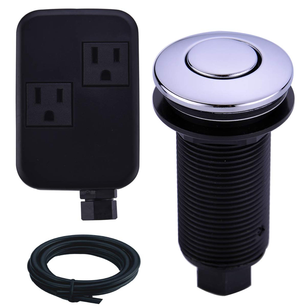 SINKINGDOM SinkTop Air Switch Kit with Chrome Long Button(Brass Cover) for Garbage Disposal