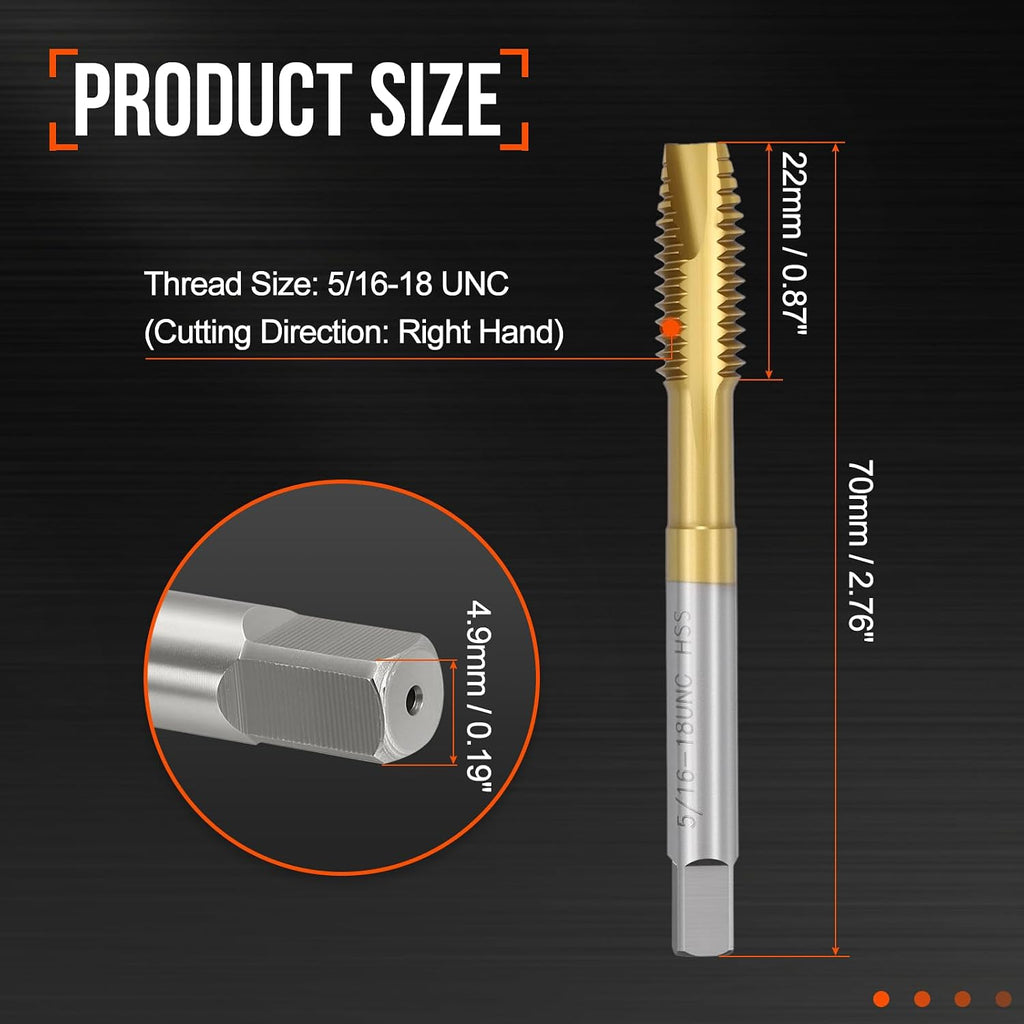 5/16-18 UNC Spiral Point Tap M2 High Speed Steel JIS Standard