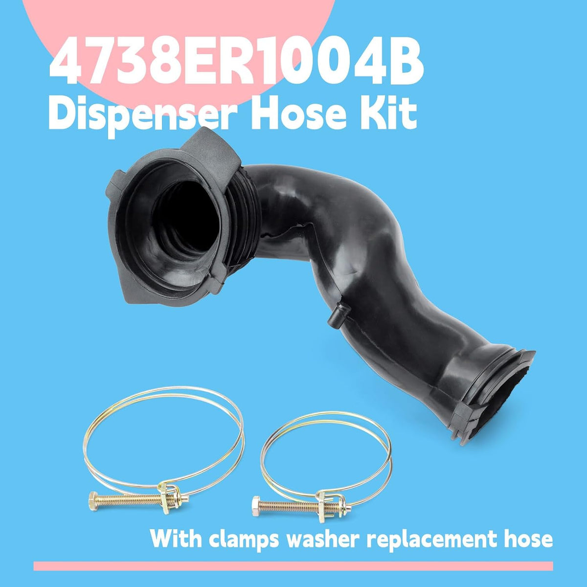 4738ER1004B Washer Dispenser Hose Kit Replacement for LG Kenmore for Whirlp for Amana for Bosch Replace AP4436600 1267576 AH3523347 EA3523347 PS3523347 with Clamps Repair Parts with Clamps