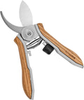 Mini Pruning Shears for Gardening Curved Blades Hand Pruners with Wooden Handle Garden Scissors Snips Stainless Steel