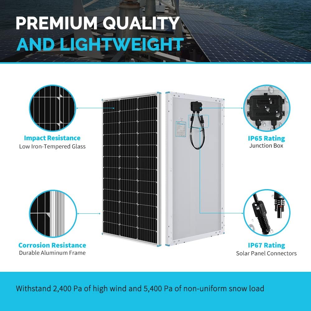 200W 12V N-Type RV Solar Panel Kit with Adventurer 30A Controller | Adventurer 30A LCD PWM Charge Controller +