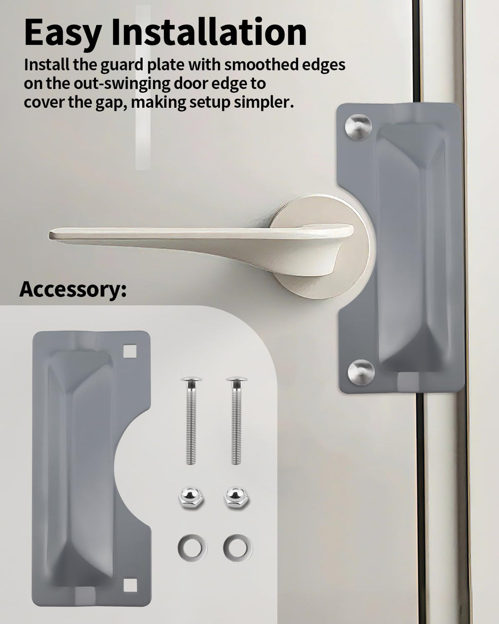 Door Latch Guard, 2 PCS 3" x 7" Door Latch Cover & Door Latch Plate, Carbon Steel Door Security Plate for Outswinging
