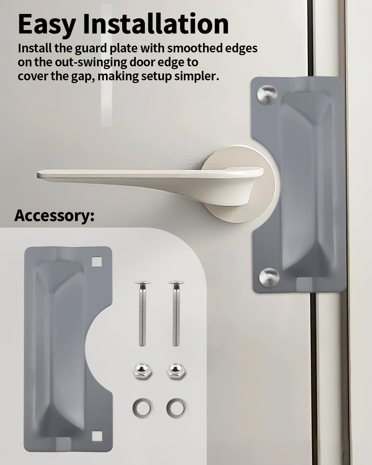 Door Latch Guard, 2 PCS 3" x 7" Door Latch Cover & Door Latch Plate, Carbon Steel Door Security Plate for Outswinging
