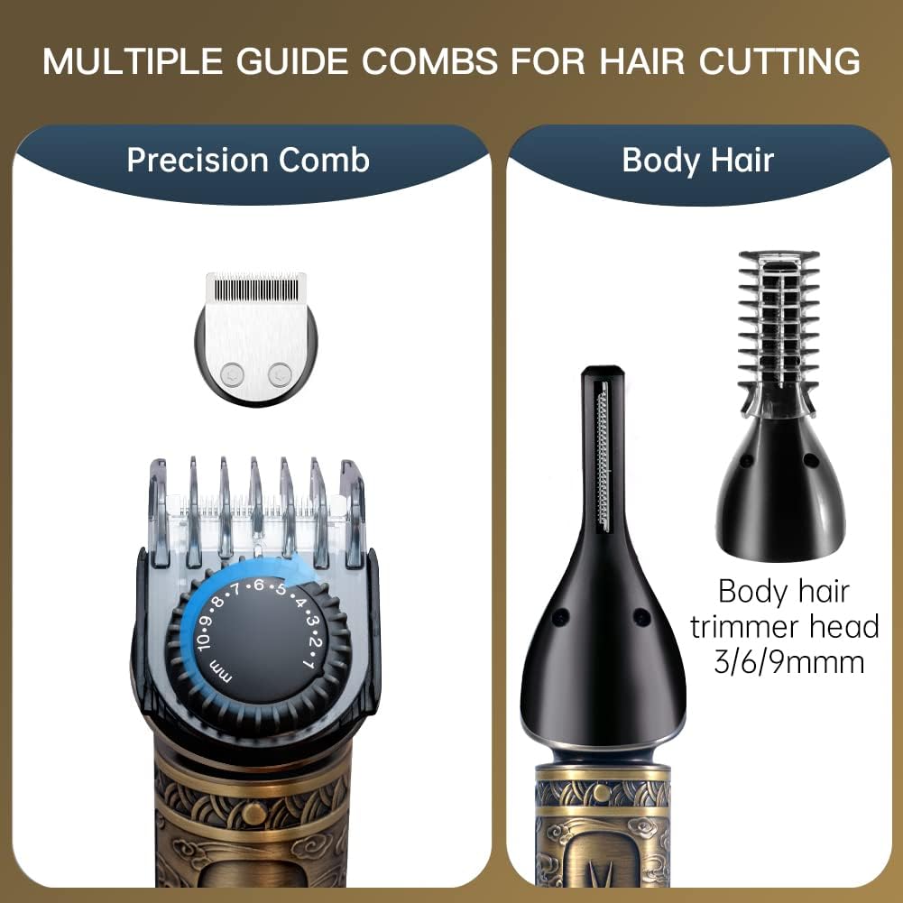 Beard Trimmer Kit Professional Hair Clipper Zero Gapped T-Blade Electric Shaver Razor Nose Body Trimmer for Men