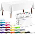 White Plastic Table Cloth Disposable Tablecloth Roll 54 Inch X 300 Feet Plastic Table Cover Roll with Slide Cutter