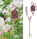 49" Bird Houses for Outside with Pole, Outdoor Metal Birdhouse with Mesh Feeder for Patio, Yard, Garden(Antique Bronze)