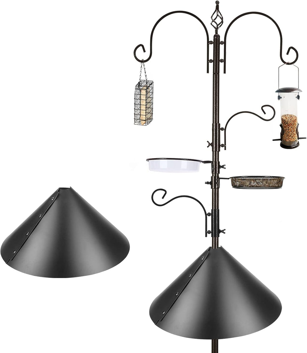 Bird Feeder Pole with Squirrel Baffle - Deluxe Feeder Station Kit Includes Suet Cage, Wild Bird Feeders & Planter