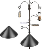Bird Feeder Pole with Squirrel Baffle - Deluxe Feeder Station Kit Includes Suet Cage, Wild Bird Feeders & Planter