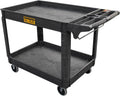 Utility Service Cart, 2-Shelf 500LBS Heavy Duty Plastic Rolling Utility Cart with 360° Swivel Wheels, Lipped Shelves