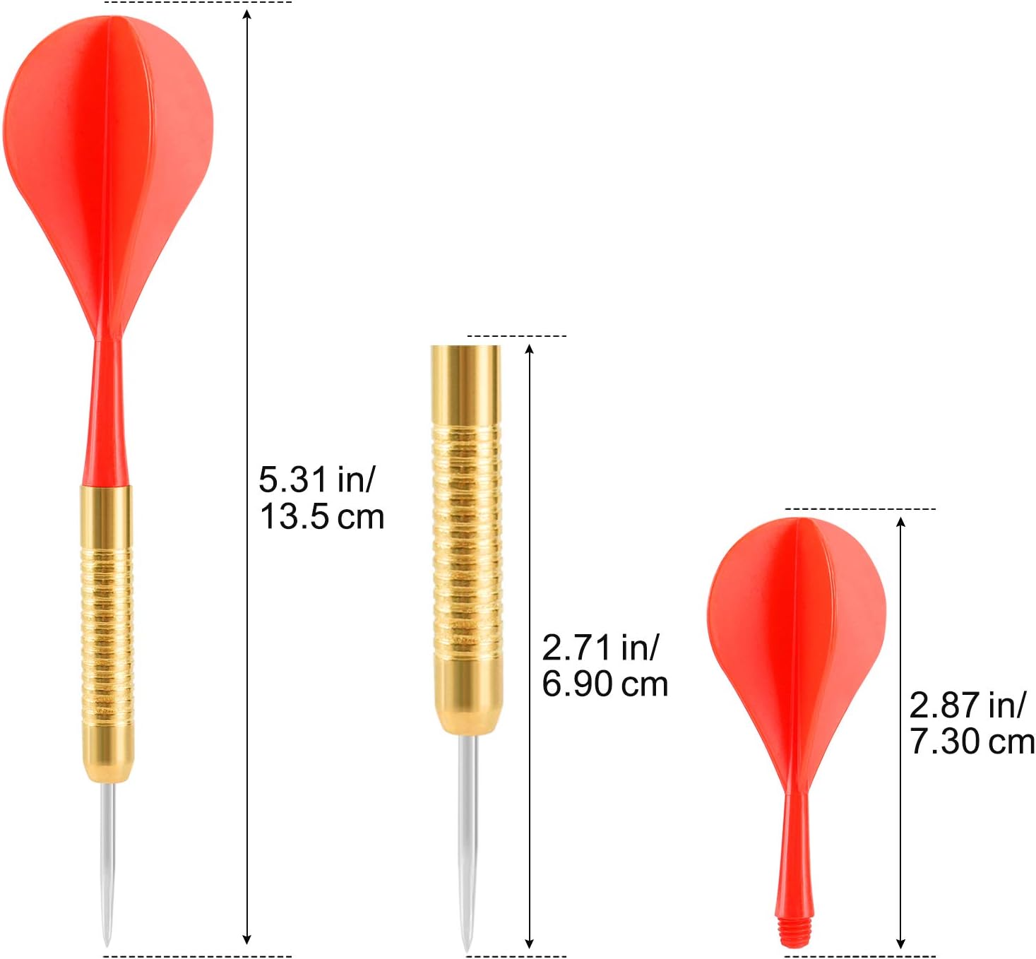 18 Pack Steel Tip Darts, 16 Grams Metal Tip Dart Set, Darts Metal Tip Set, Metal Darts for Dartboard
