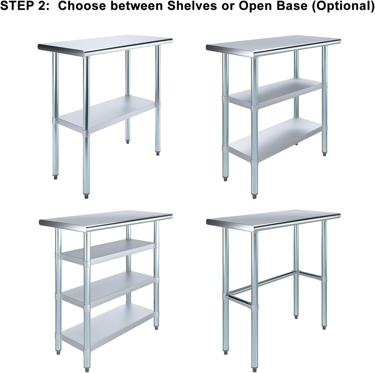 Stainless Steel Table + Add Casters | Choose from 43 Sizes | NSF Metal Work Table for Kitchen Prep Utility |