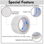 Heavy Duty Packing Tape, 1.88" x65 Yds, 36 Rolls,2.7 Mils