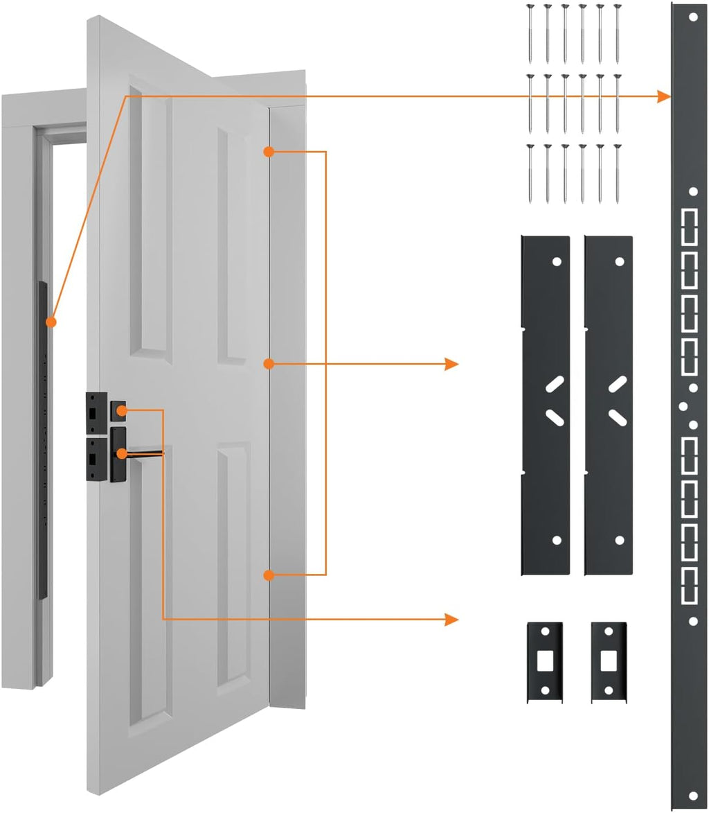 Door Armor MAX Reinforcement Single Door Security Kit, Black | 5-Piece Door Reinforcement Set for Jamb, Frame &