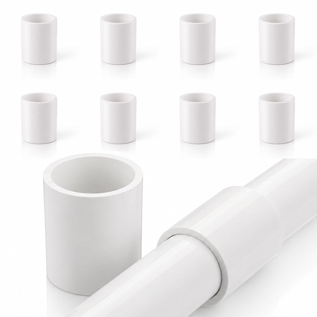 1/2 Inch PVC Coupling Fittings, Fits 0.84" OD SCH40 Pipe, 10 Pack