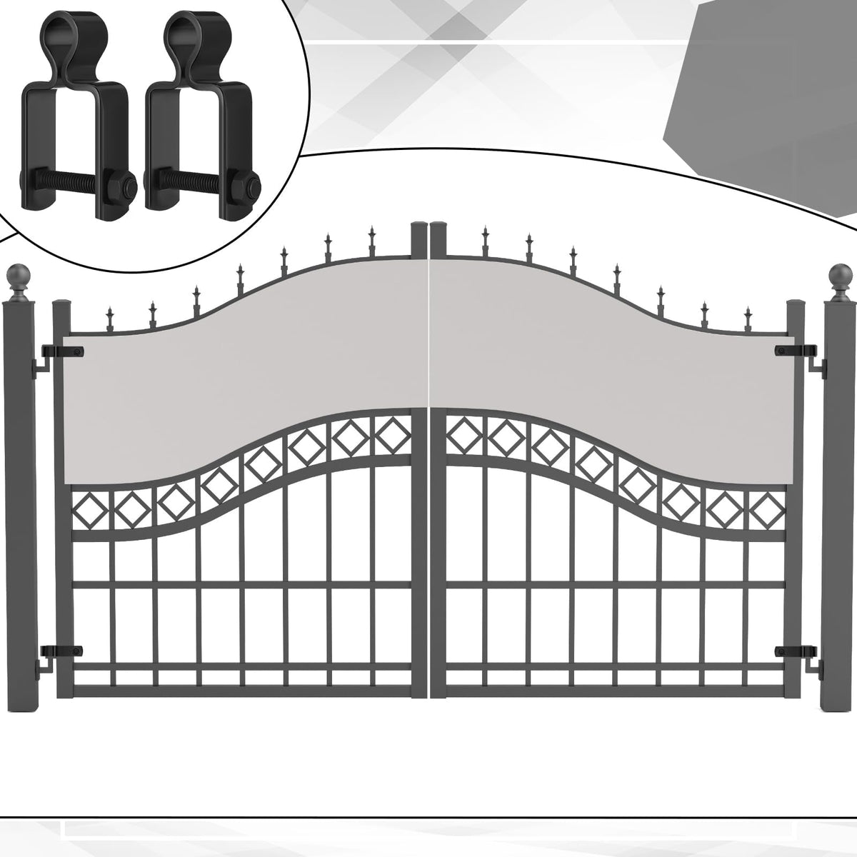 2 Pcs 1" x 1" Square Post Female Gate Hinges, Black