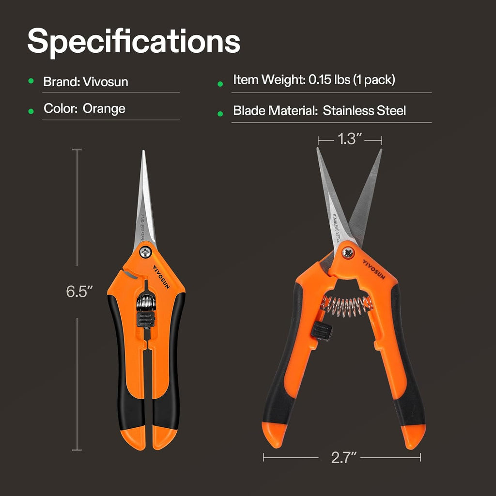 Gardening Hand Pruner Pruning Shear with Straight Stailess Steel Blades (2Pack Orange)
