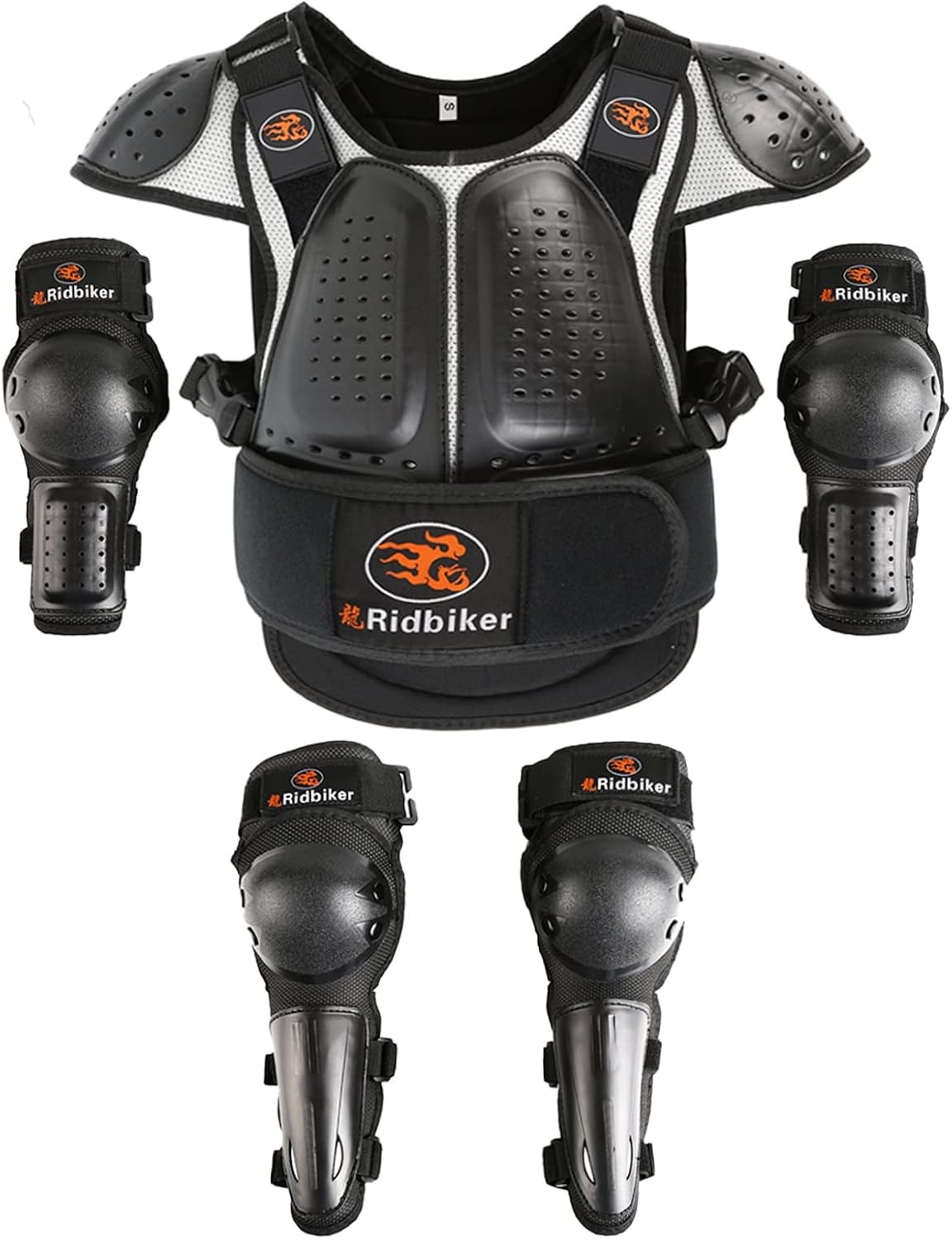 Kids Dirt Bike Gear Chest Protector Motocross，Youth Motorcycle Armor Suit with Knee Shin Guard Elbow Pads for Boys