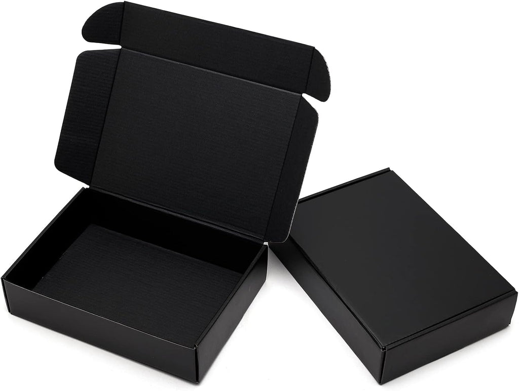 9x6.5x2 Inches Black Shipping Boxes 25 Pack Corrugated Cardboard | Mailing Box for Small Business, Tab Locking