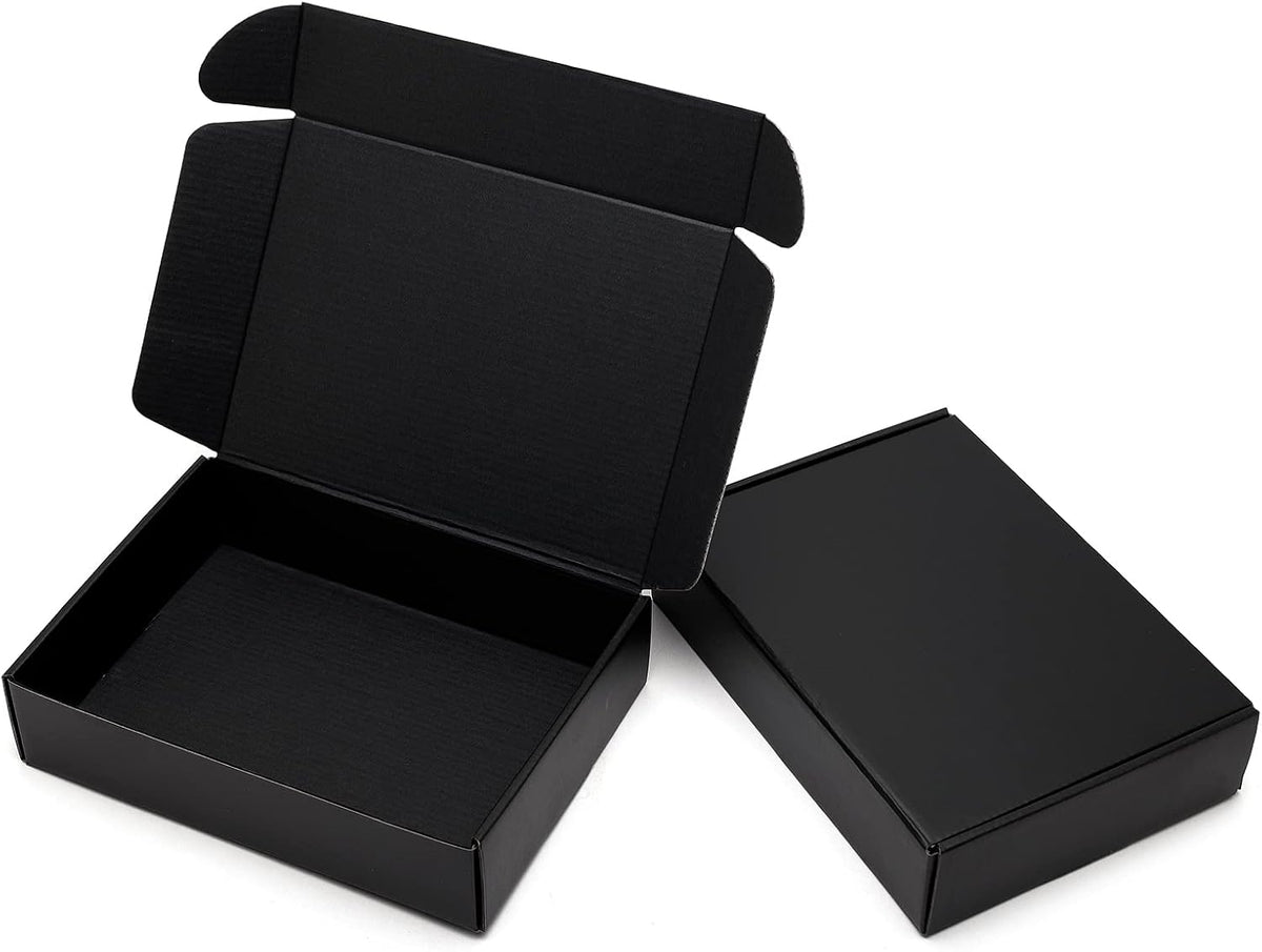 Black Shipping Boxes 11 1/8 x 8 5/8 x 2" Letter Size 25 Pack - Corrugated Cardboard Mailing Box for Small Business