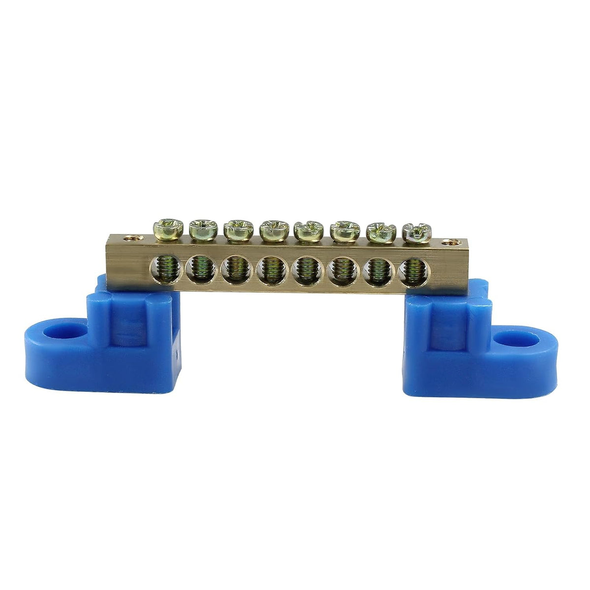 Bonsicoky 2 Pack Brass Terminal Bus Bar 8 Positions Blue