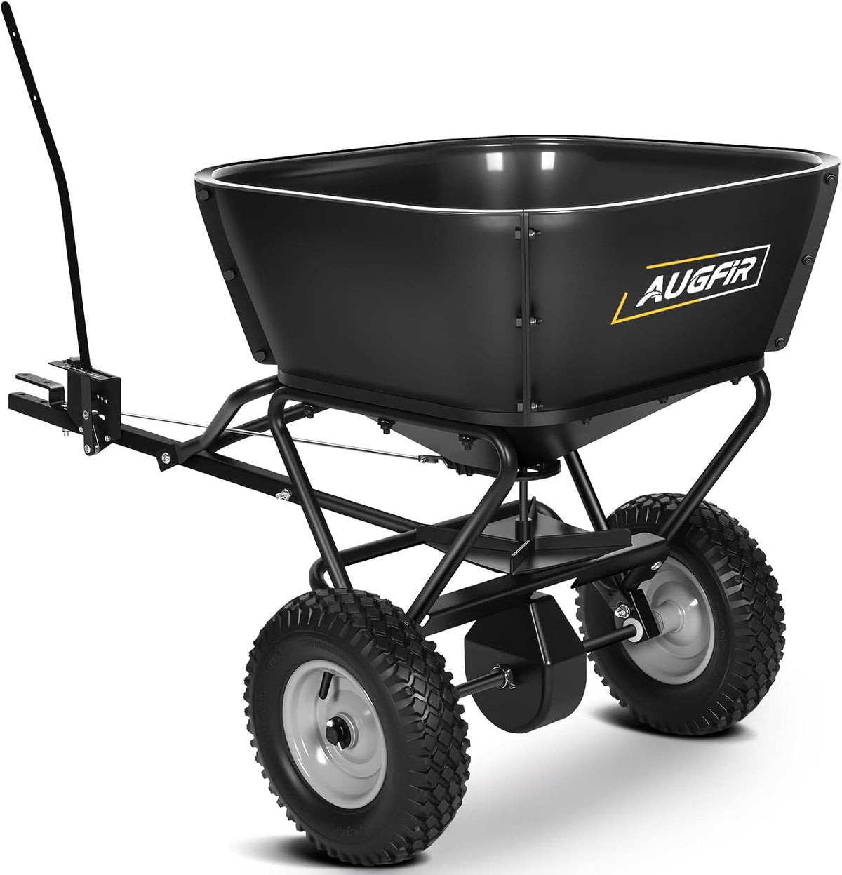 Tow Behind Broadcast Spreader, 130 LBS Capacity Lawn Fertilizer Spreader for Riding Mower, ATV, UTV & Tractor, 12 FT