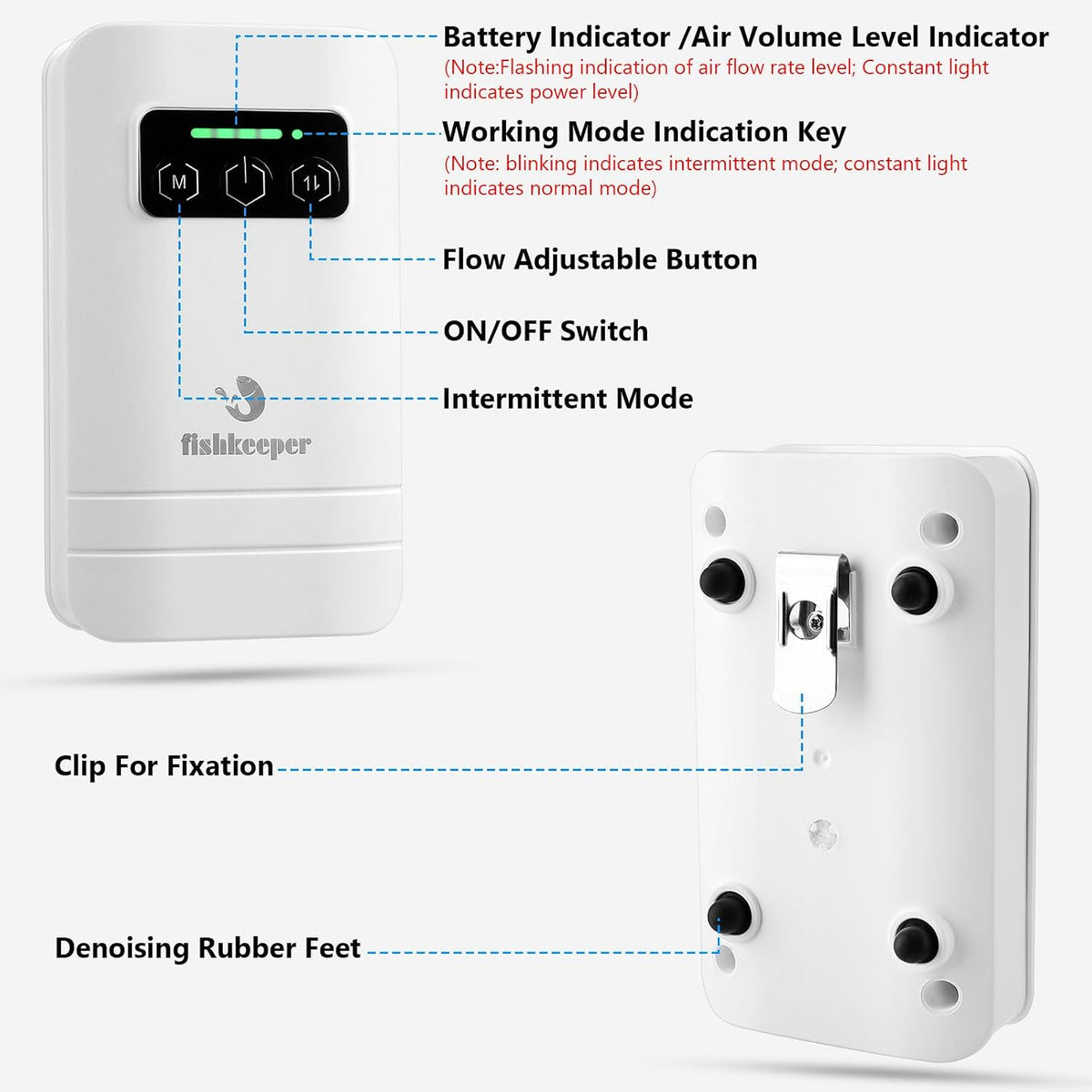 Rechargeable Aquarium Air Pump, Up to 60 Gallons Fish Tank