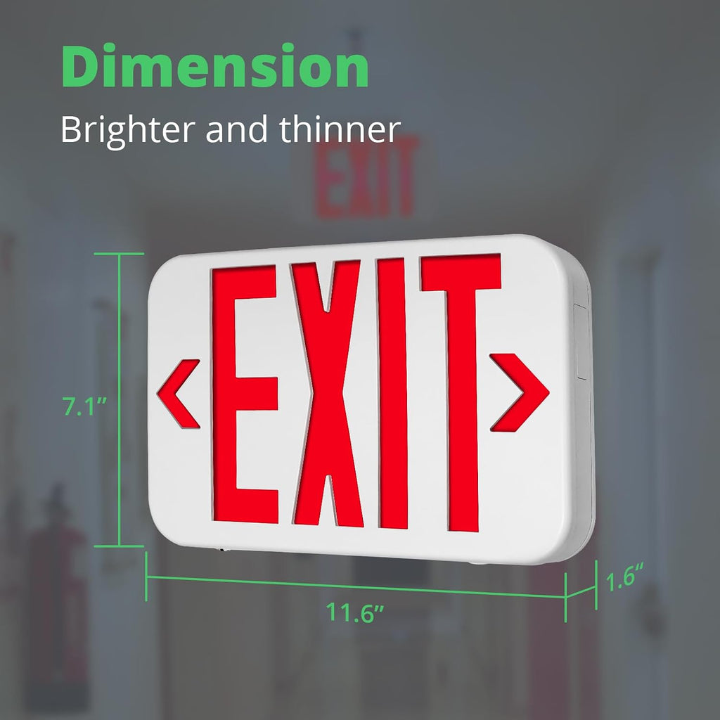 Double-Sided LED Exit Sign, Switchable Color, Emergency Light, 1Pack