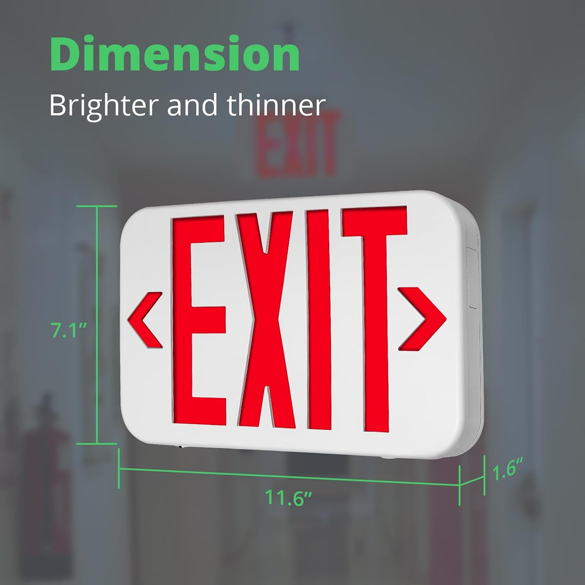 Double-Sided LED Exit Sign, Switchable Color, Emergency Light, 1Pack