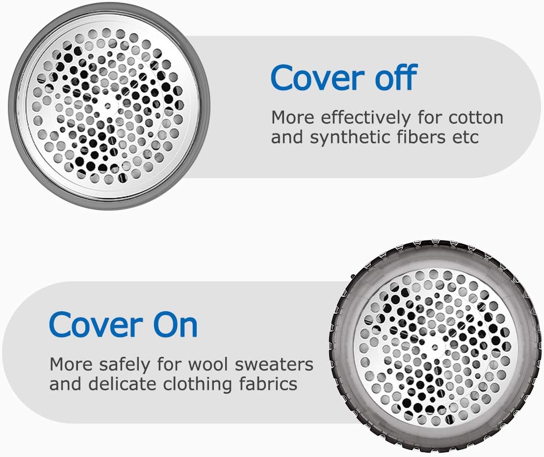 Fabric Shaver and Lint Remover, Portable Sweater Defuzzer | Battery Operated, 2 Speeds, 2 Replaceable Stainless Steel