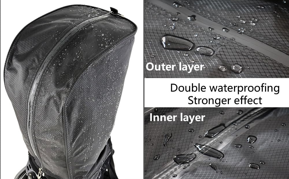 Golf Bag Cover rain Cover/Hood Nylon Waterproof dust Cover Fits Most Golf cart Bags Easy to use Collapsible and