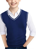 Boys Sweater Vest Kids Uniform Vest Casual V Neck Knit Pullover Sweater 5-14Y