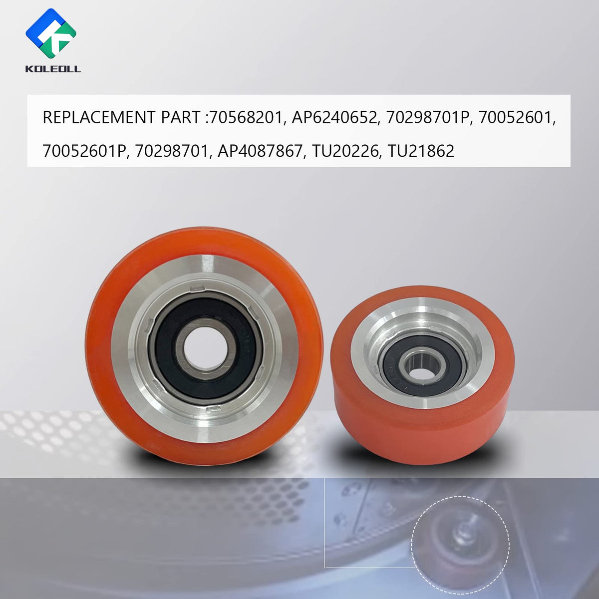 KOLEOLL 2 Pack 70298701P 70298701 70568201 Dryer Drum Support Roller Bearing Compatible With HUEBSCH Speed Queen IPSO