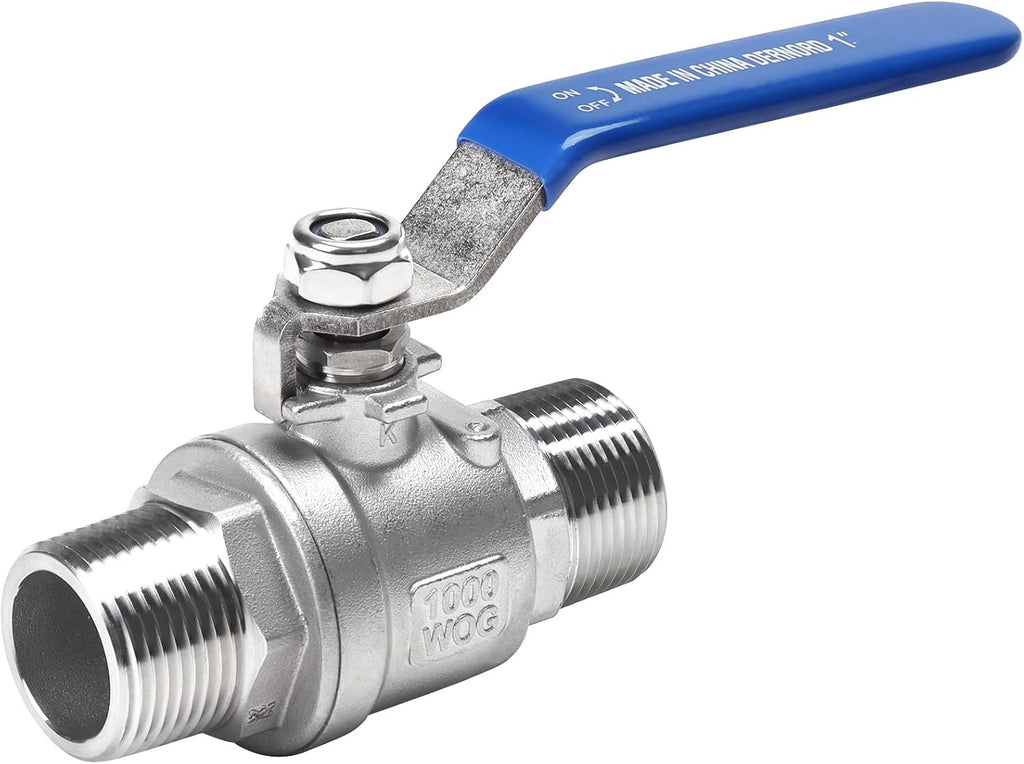 DERNORD Full Port Ball Valve 1 Inch - Male x Male Stainless Steel 304 Heavy Duty for Water, Oil, and Gas,1000WOG (1 Inch NPT)