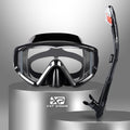 Snorkel Set Pano 3 Window Adult Snorkeling Gear, Professional Snorkel Goggles Anti-Fog Diving Mask, Anti-Leak Swim
