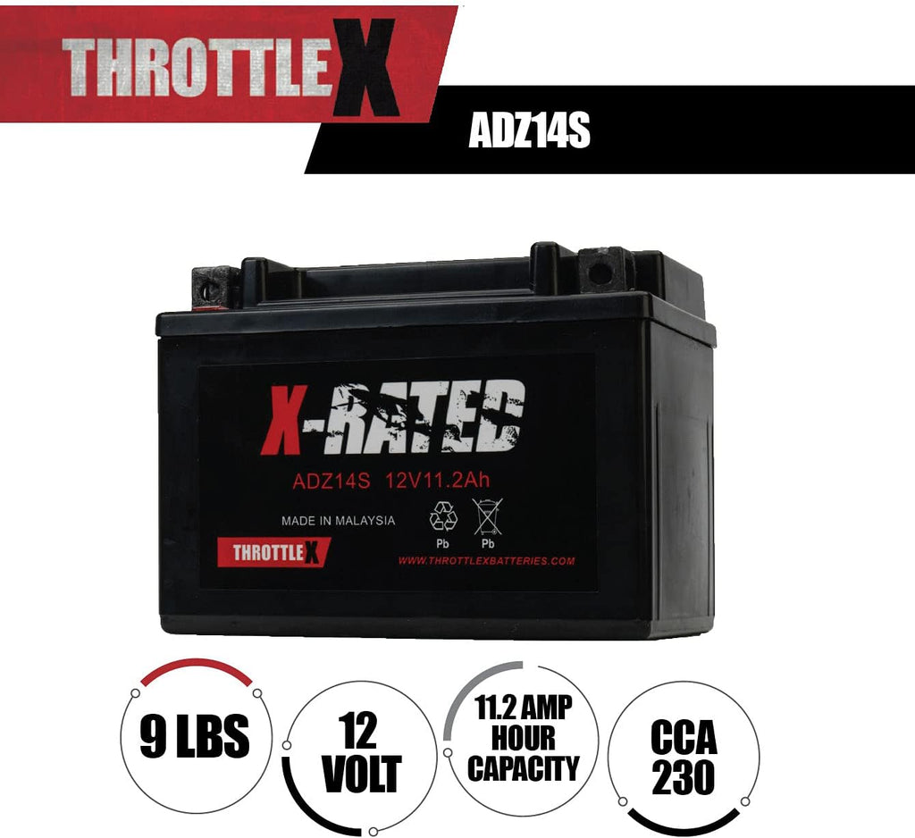 ThrottleX Batteries - ADZ14S- AGM Replacement Power Sport Battery
