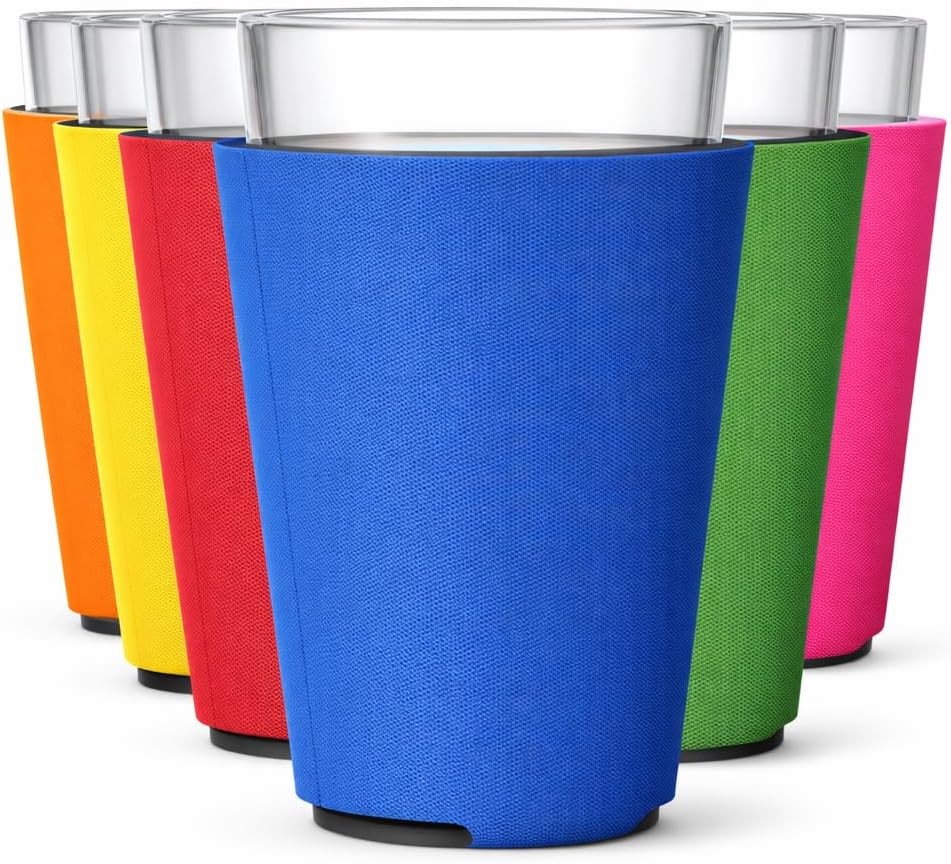 Blank Pint Glass Sleeves, Beer Coolers, 6-Pack, Multicolor