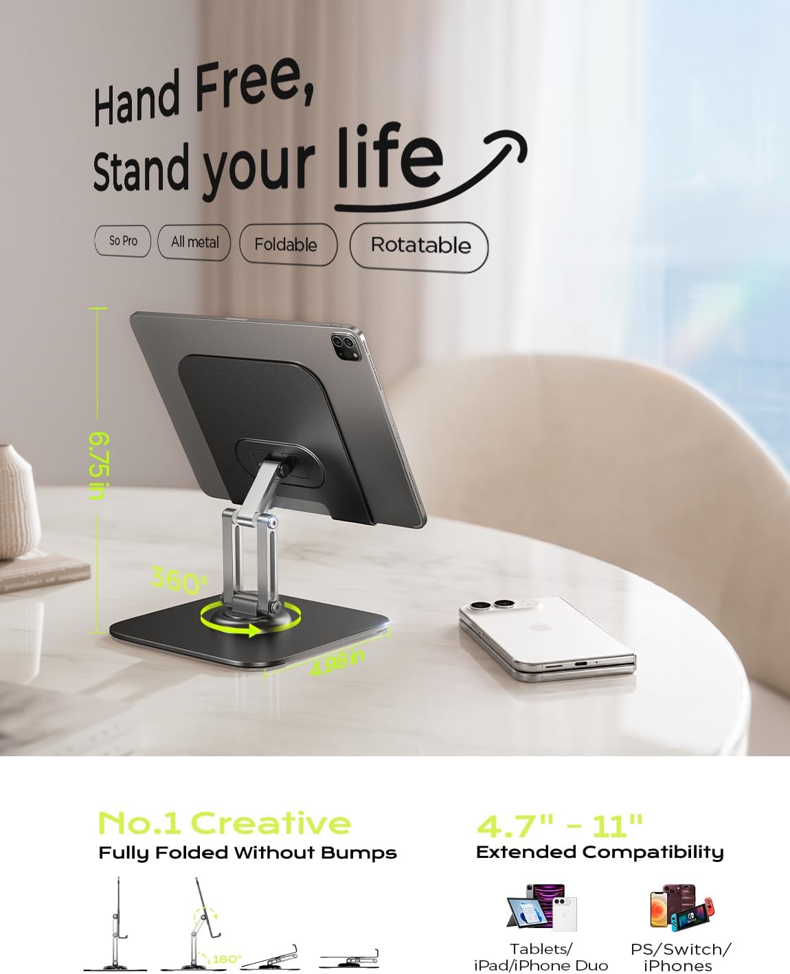 for iPad Stand Holder, Aluminum Tablet Stand Holder for iPad