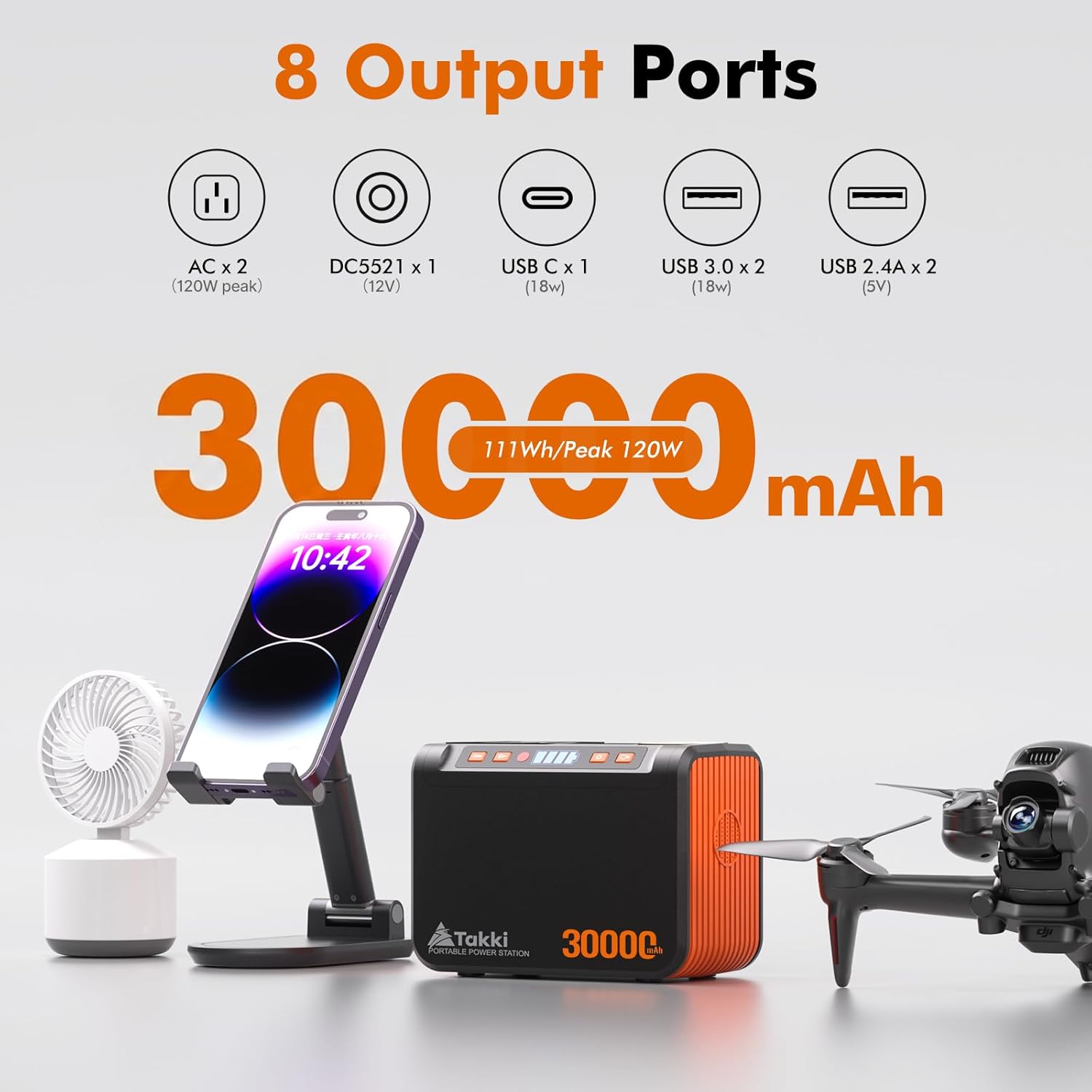 111Wh Portable Solar Generator Power Station with 21W Foldable Solar Panel, 120W Peak Solar Charger Power Bank with