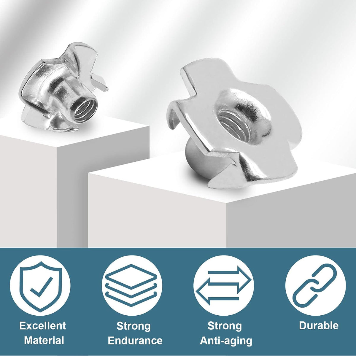 M4 x 7mm T-Nuts, Four Pronged Nut