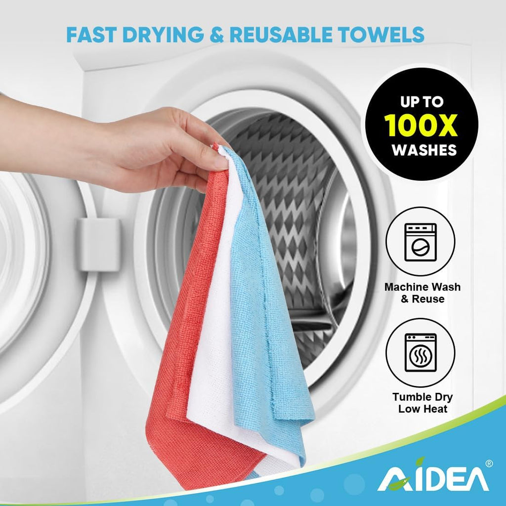Microfiber Cleaning Cloth Roll, Blue Shop Towels 55 Sheets Washable, Microfiber Towels for Cars, Blue Rags Reusable