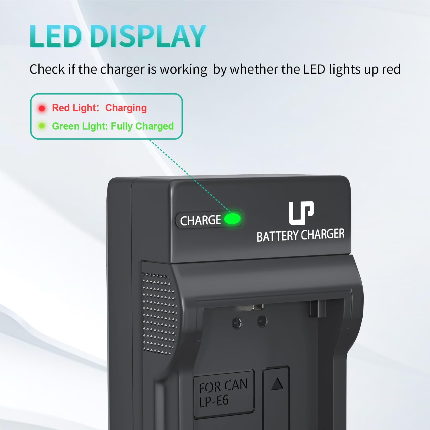 LP-E6 LP E6N Battery Charger, Charger Compatible with Canon EOS 90D, 80D, 70D, 60D, 60DA, 7D Mark II, 7D, 6D Mark II