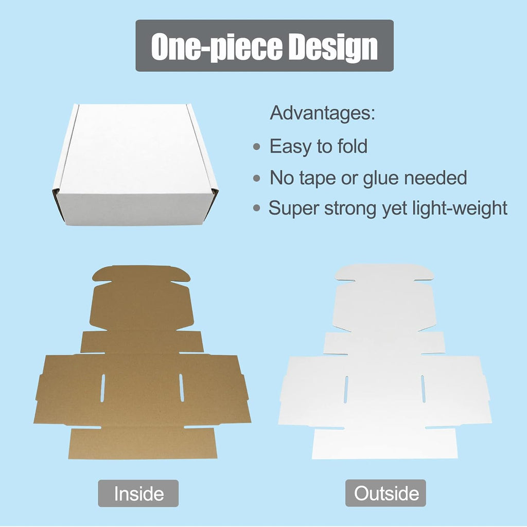 7x6x2 Shipping Boxes, Small Cardboard Box White Mailing Flat Corrugated Literature Mailer for Small Business