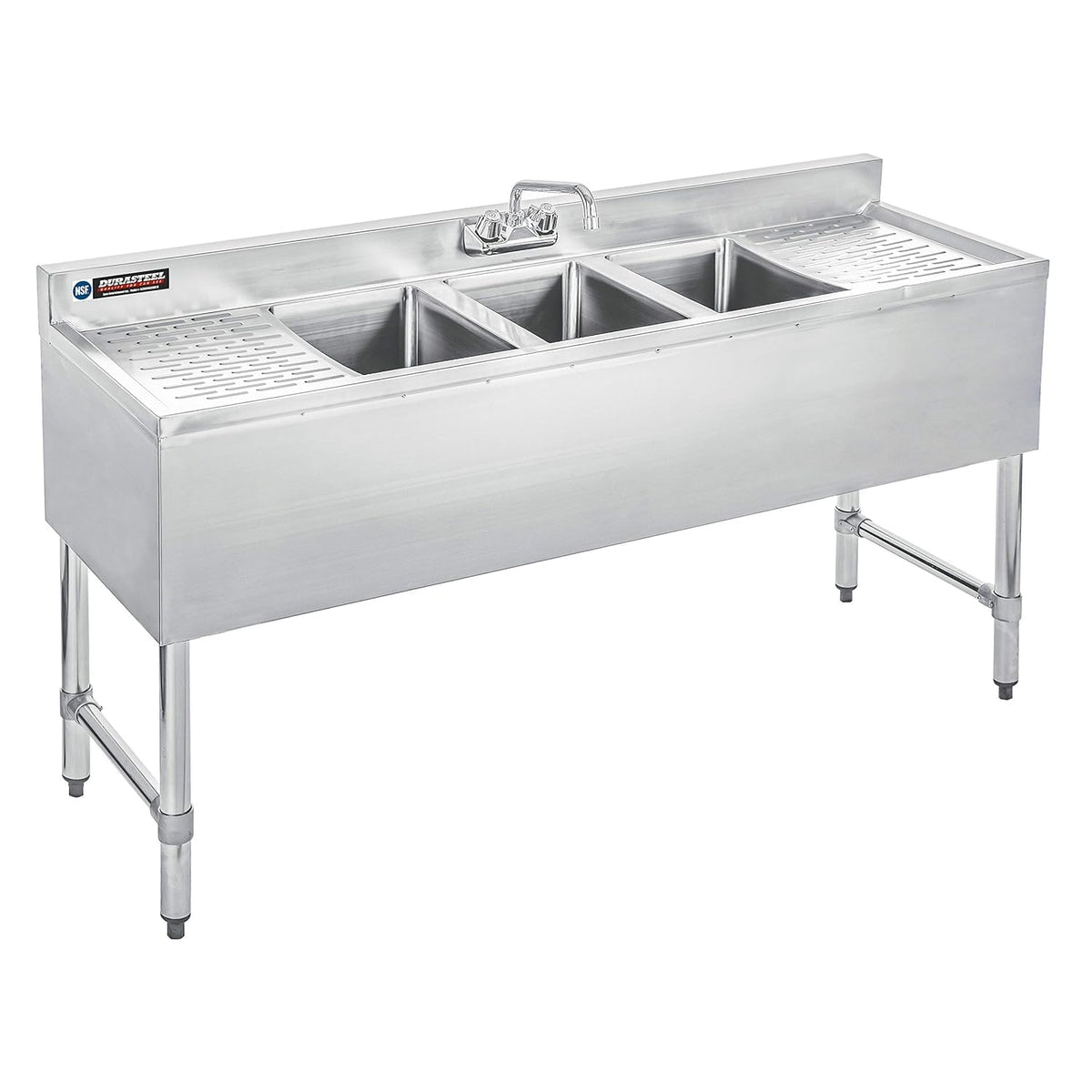 3 Compartment Sink Commercial Kitchen Sink - NSF Stainless Steel Triple Three Bay Utility with CEC No Lead Faucet
