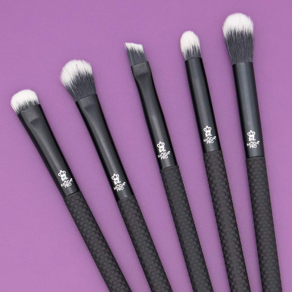 Pro 5pc Deluxe Eye Makeup Brush Kit, Vegan Eye Brush Set for Shader, Crease, Detail, Smudge and Liner Application