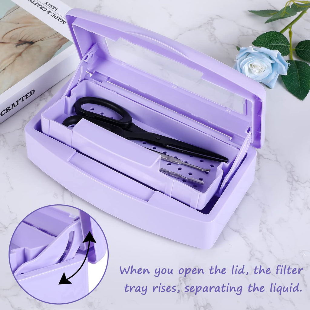 2 Piece Nail Tool Sterilizer Box barbicide Disinfectant Jar Plastic Disinfectant Container Suitable for Nail Tools
