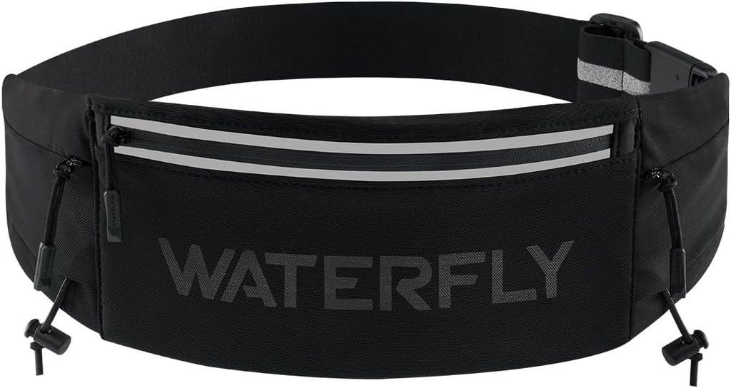 Running Belt Fanny Pack, Runner Race Belt with Bib Clip Black | Breathable, 3 Pocket Waist Bag for Men Women, Phone